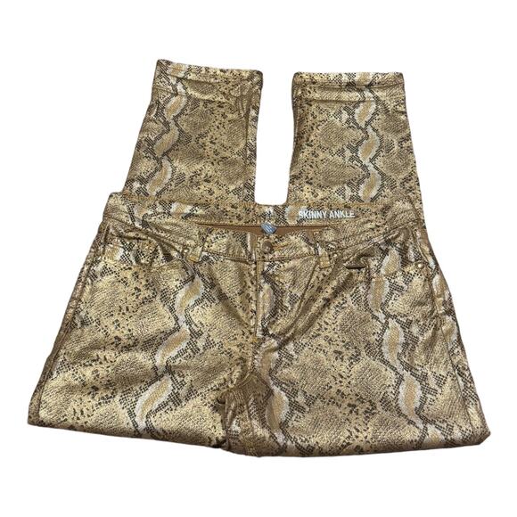 Snake print gold & brown low rise skinny ankle pants from NY & CO size 10 - Picture 4 of 13